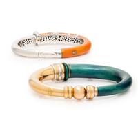 La Nouvelle Bague, Two Diamond and Enamel Bangle Bracelets