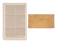 [CIVIL WAR]. Printing of a Jefferson Davis speech sent in a free-franked envelope from CSA Sen. James Chestnut.