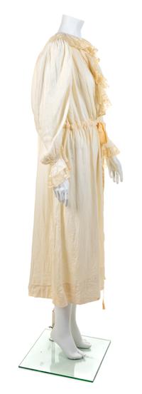 Cotton Nightgown with Lace Bonnet, 1910s