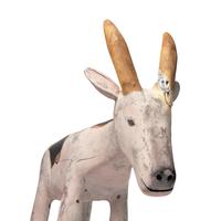 A Folk Art Carved and Painted Wood Figure of a Goat