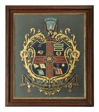 [CIVIL WAR]. Painted escutcheon identified to Lieutenant George A. Chipman, 45th Massachusetts Infantry and 6th Massachusetts Militia.