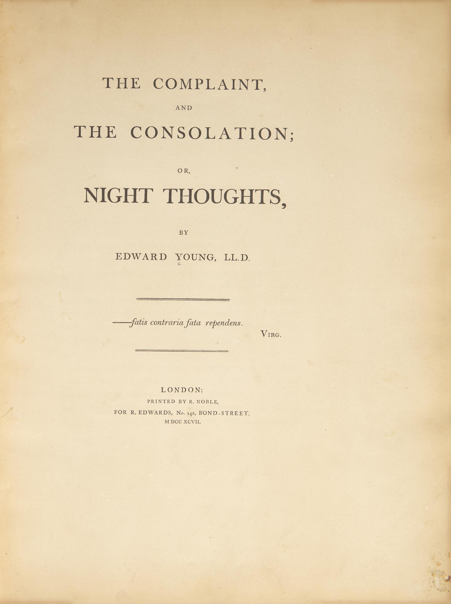 [Literature] [Blake, William] Young, Edward. The Complaint, and the Consolation; or, Night Thoughts