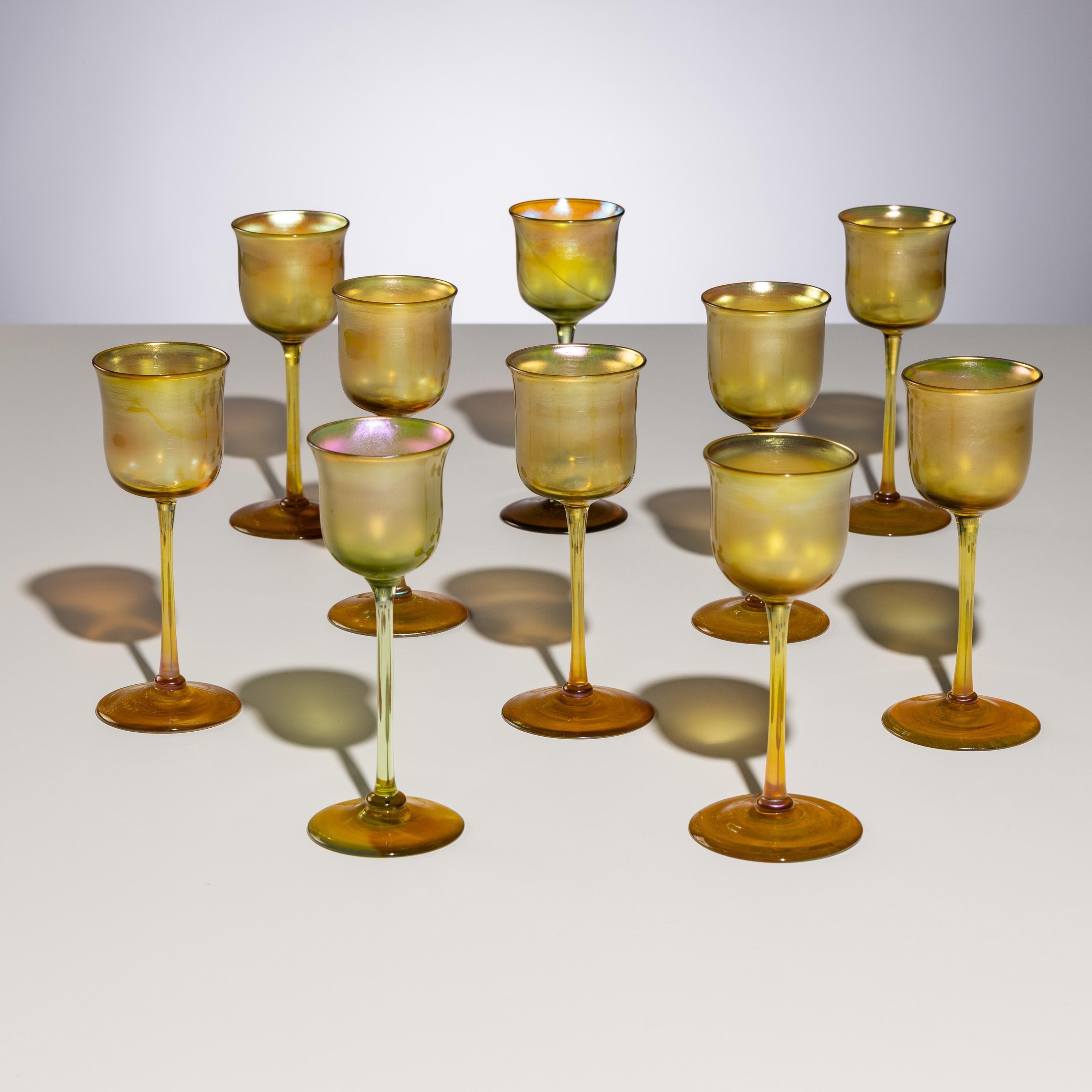 Tiffany Studios New York (American, 1880–1930) — Assembled Set of Ten Cordials