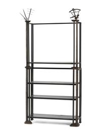 A Cast Iron and Bronze Nautical Themed Three-Tiered Bookshelf