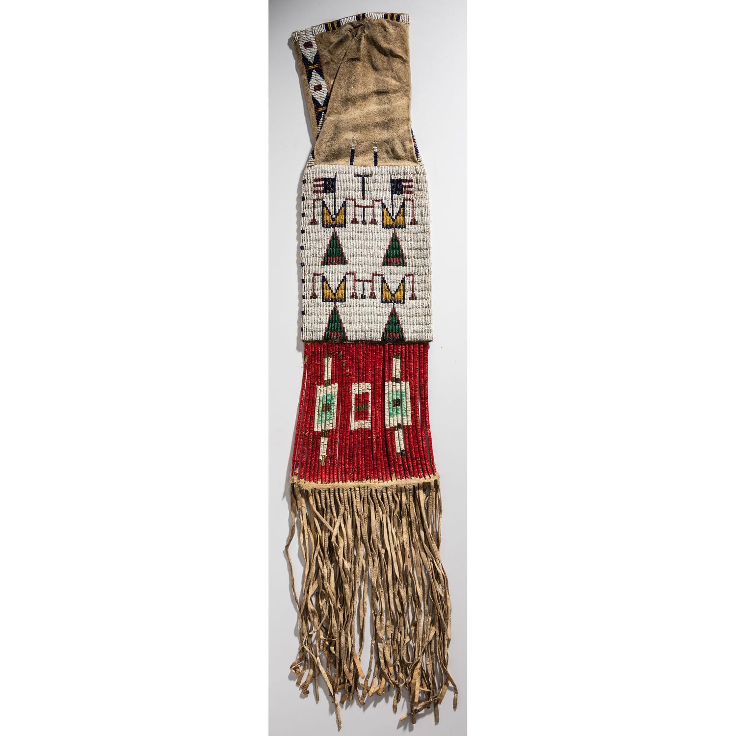 Sioux Beaded Hide Tobacco Bag, with American Flags