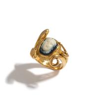 A Roman Onyx Cameo with the Head of Medusa — Set in a gold ring