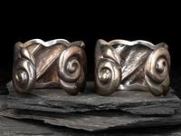 Matching Pair of Taxco Sterling Silver Cuff Bracelets, 1948-1978