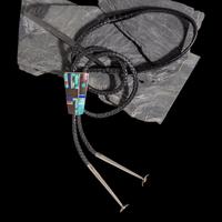 Sherian Honhongva (Hopi, b. 1960) — Sterling Silver and Multi-stone Inlay Bolo Tie