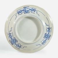 Five Hirado porcelain small figures of boys and a Nabeshima style molded “Dragon” dish 18th to 19th century