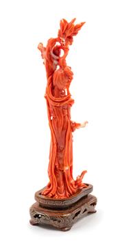 A Red Coral Figure of a Female Immortal