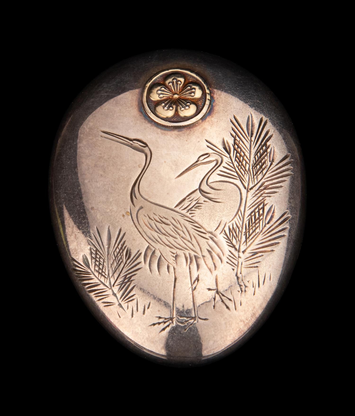 A Japanese Silver Oval Bonbonnière