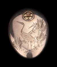 A Japanese Silver Oval Bonbonnière
