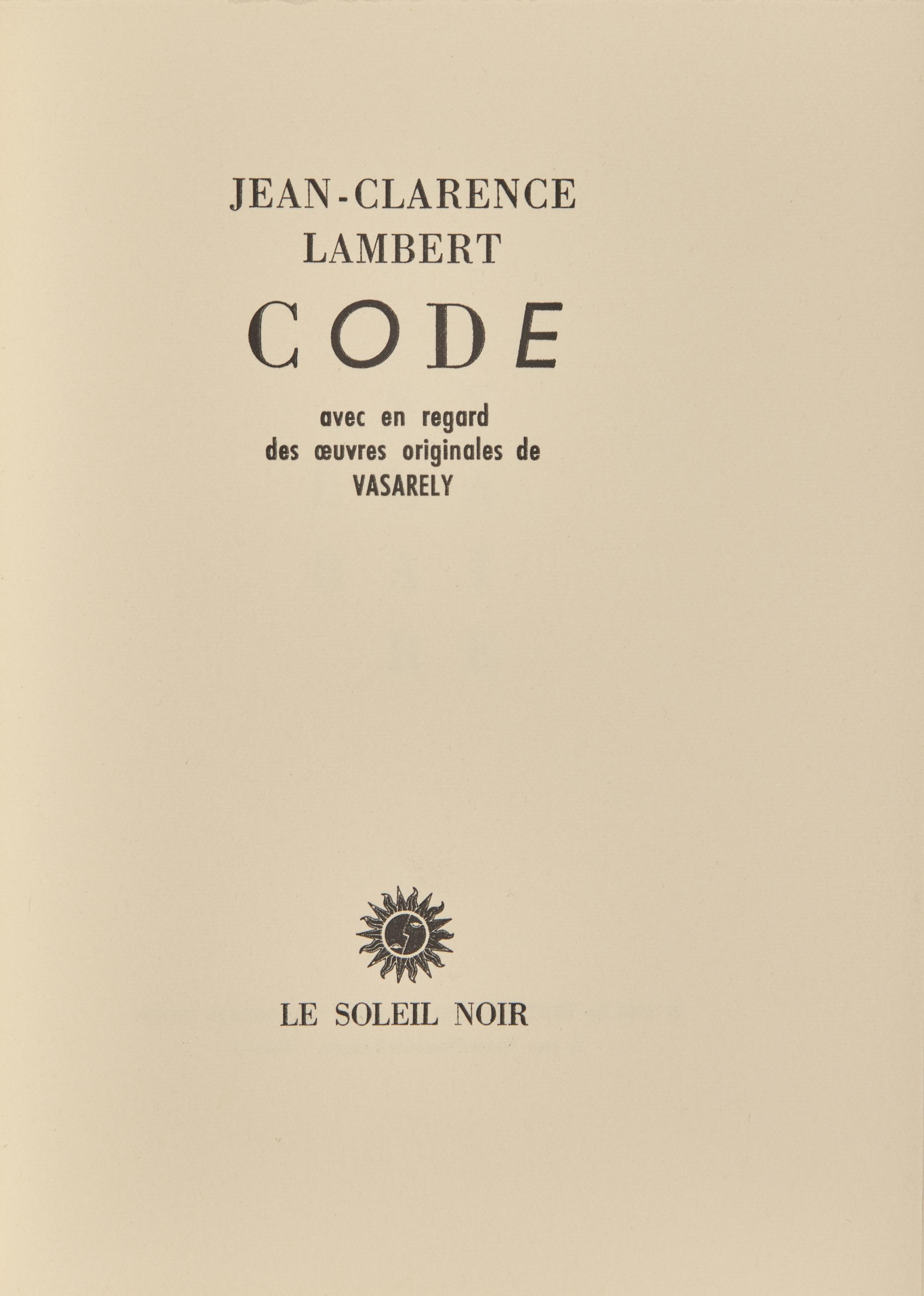 [Art] [Vasarely, Victor] Lambert, Jean-Clarence. Code