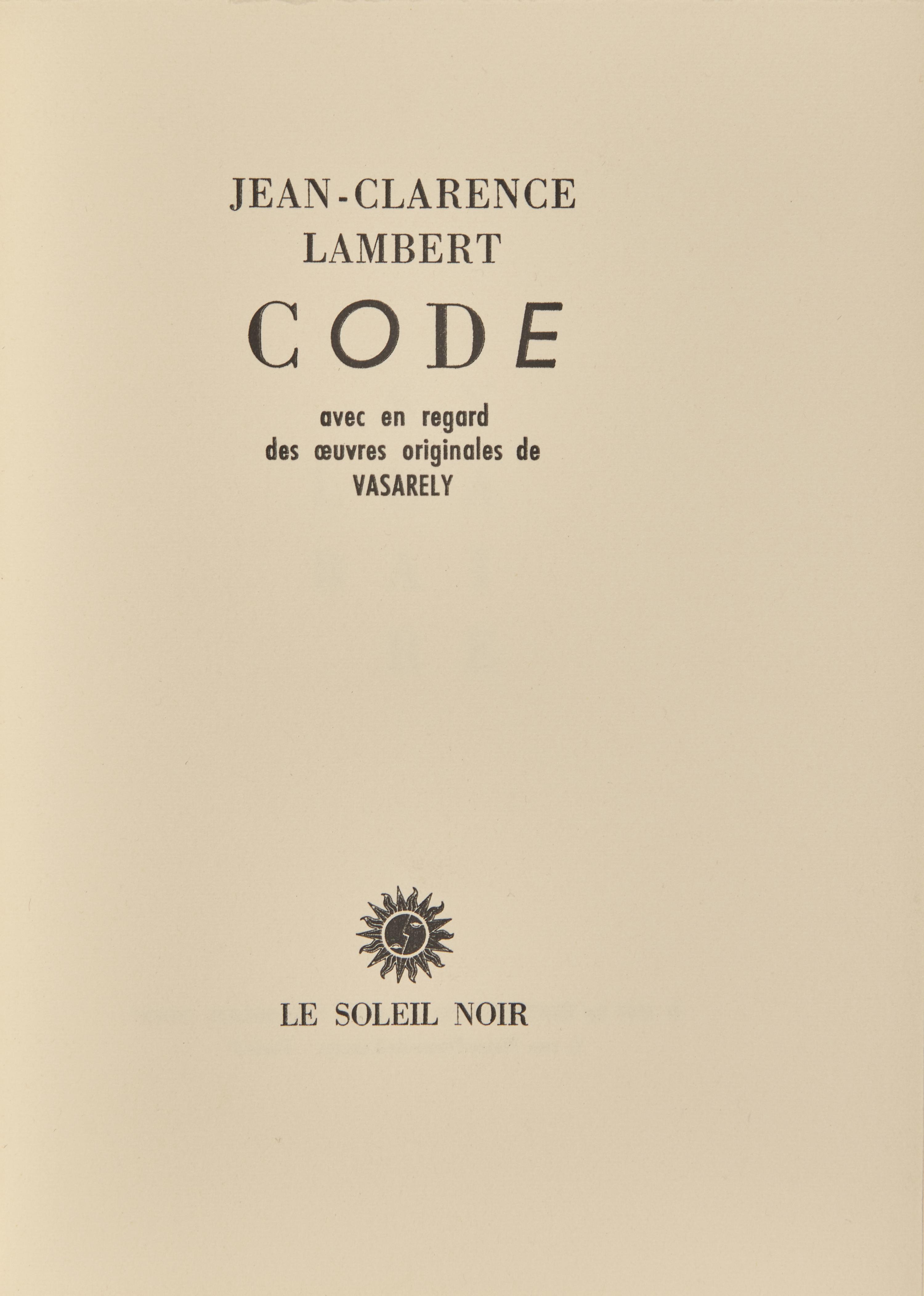 [Art] [Vasarely, Victor] Lambert, Jean-Clarence. Code