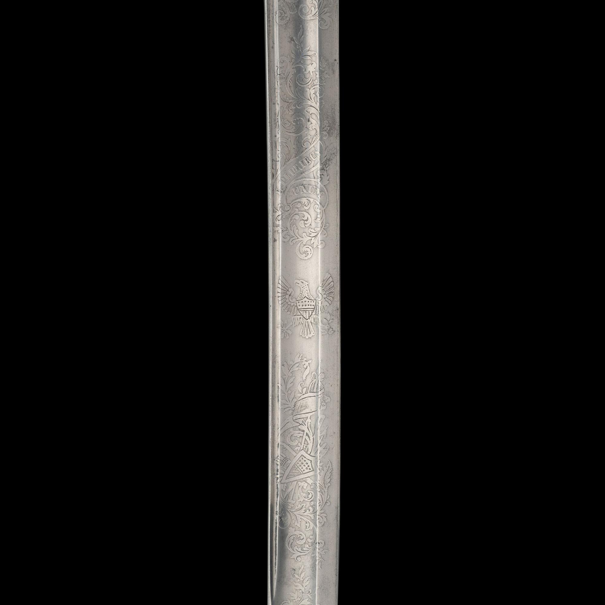 Presentation Imported 1850 Staff & Field Officers Sword of Lt. Hannibal Johnson, Captured at Gettysburg & The Wilderness - Escaped From Prison