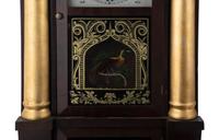 A Seth Thomas Empire Mahogany and Giltwood Shelf Clock