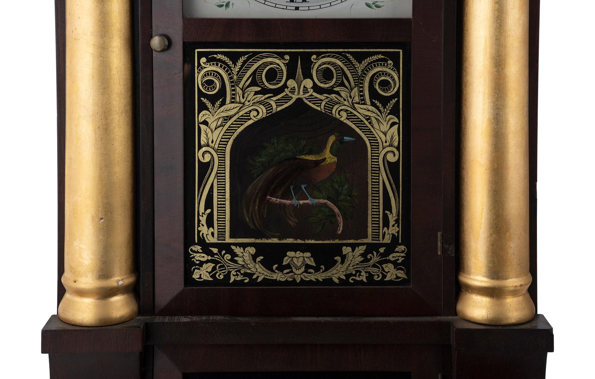 A Seth Thomas Empire Mahogany and Giltwood Shelf Clock