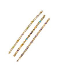 THREE MULTI-GEMSTONE AND YELLOW GOLD BRACELETS