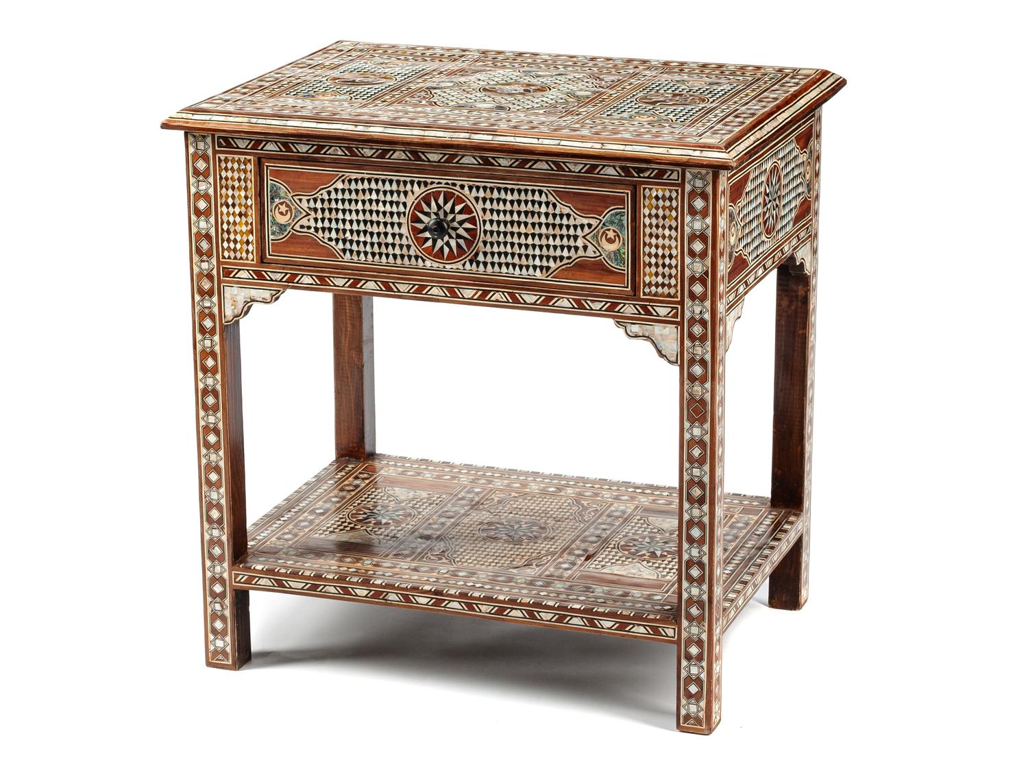 A Moorish Style Mother-of-Pearl Inlaid Side Table