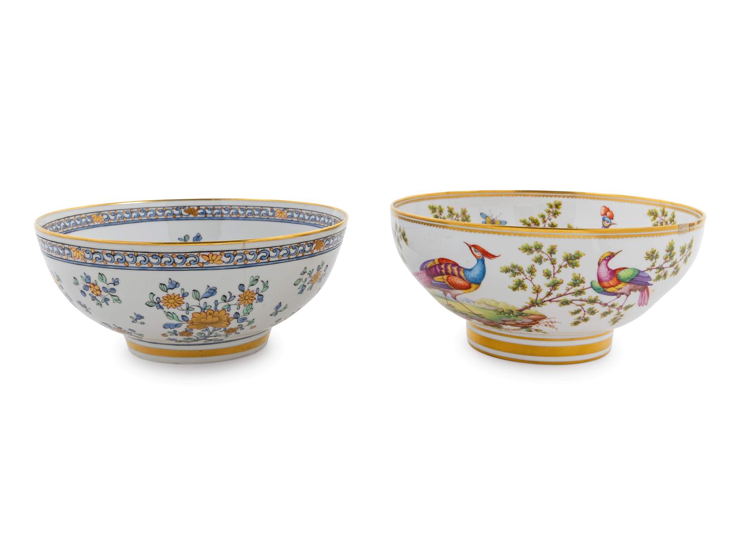 Two Spode Polychrome Porcelain Fruit Bowls