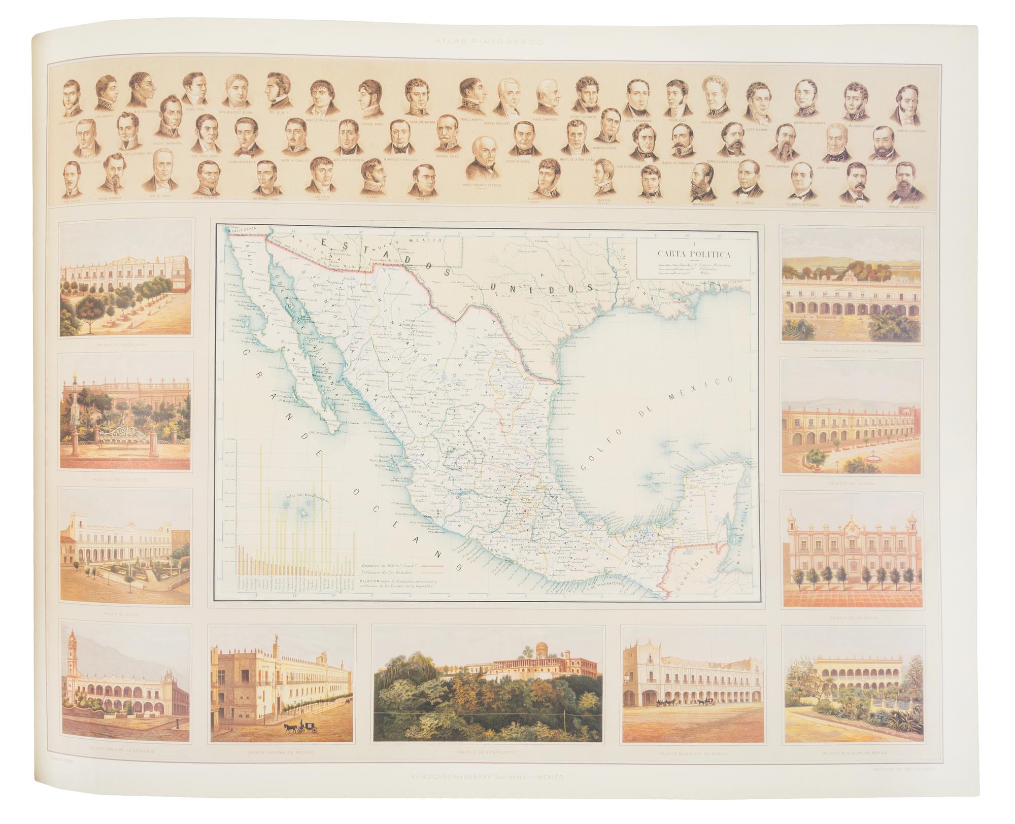 [ATLASES]. CUBAS, Antonio Garcia. Atlas Pintoresco e Historico de los Estados Unidos Mexicanos. Mexico: Telefonos de Mexico, 1992.