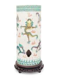 A Chinese Famille Verte Porcelain 'Dragon' Hat Stand