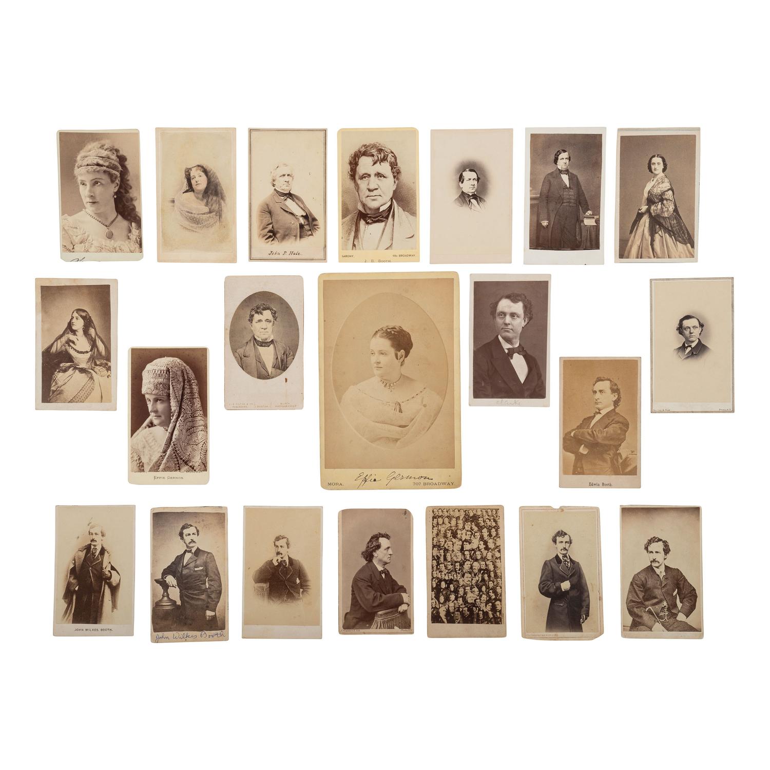 [Lincoln, Abraham] Group of 21 Photographs of John Wilkes Booth, His Family, and Potential Love Interests.
