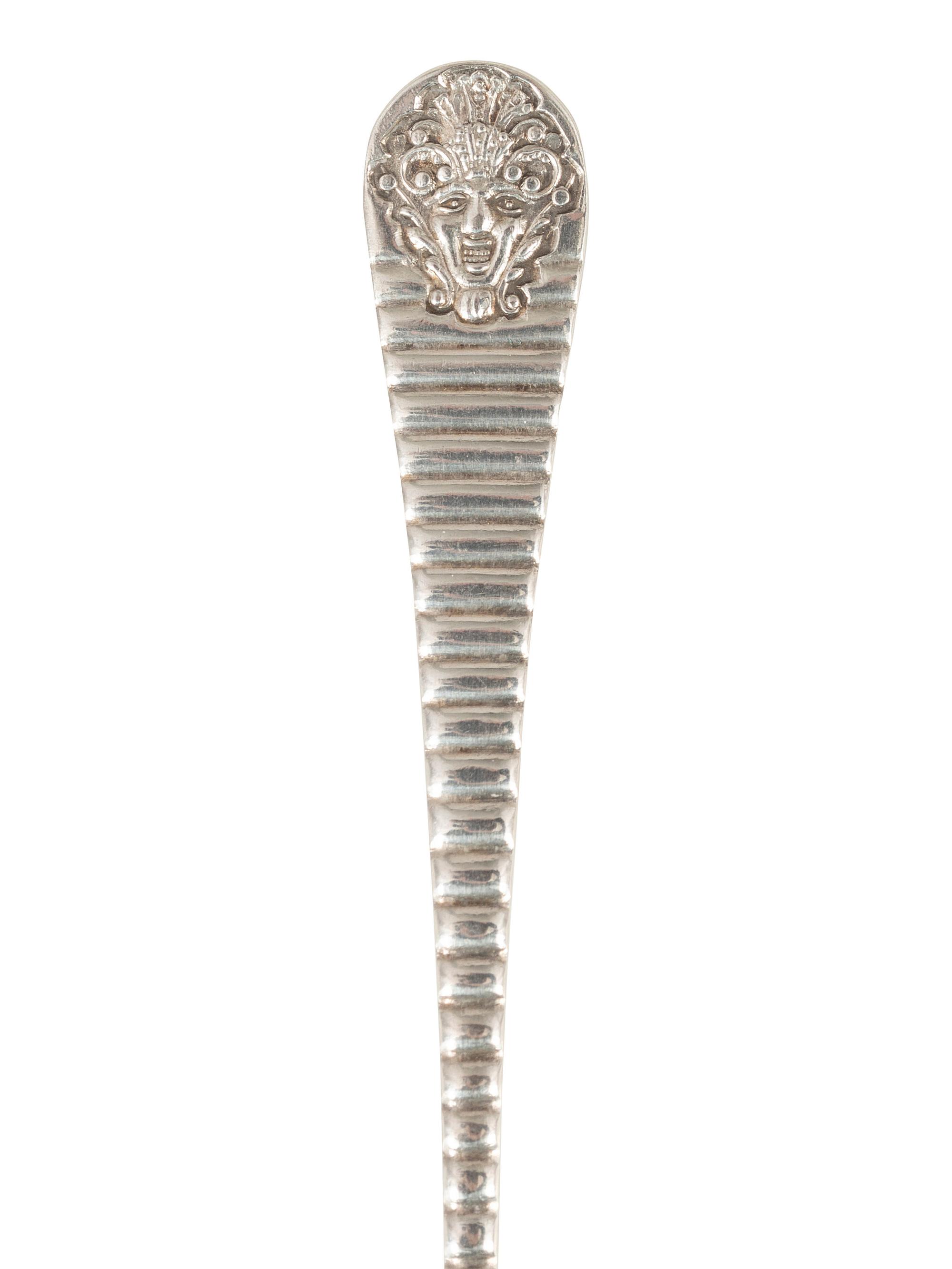 An Early Gorham Silver Olive Spoon and Seafood Forks