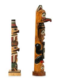 Alaskan Native Carved Model Totem Poles