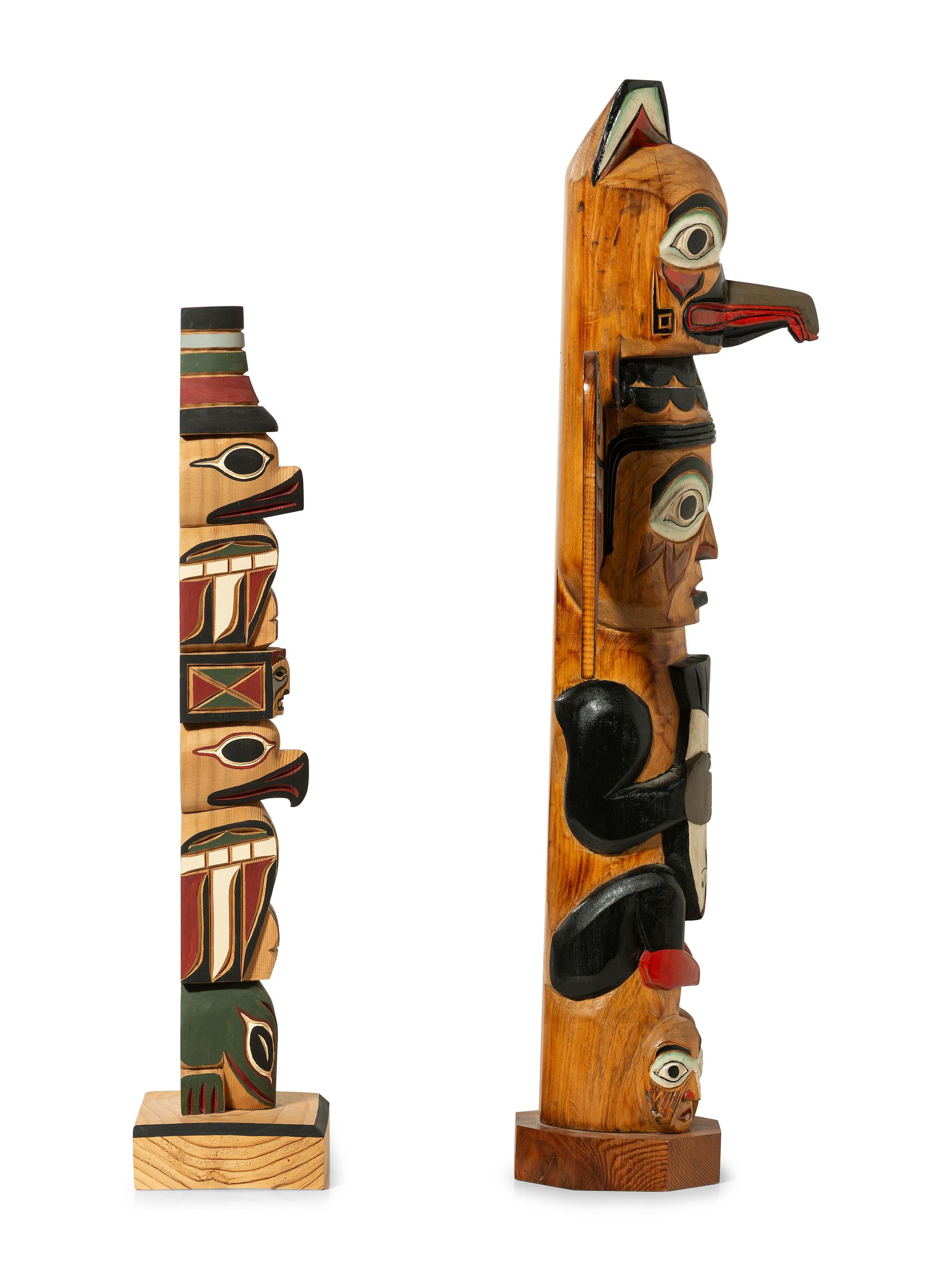 Alaskan Native Carved Model Totem Poles