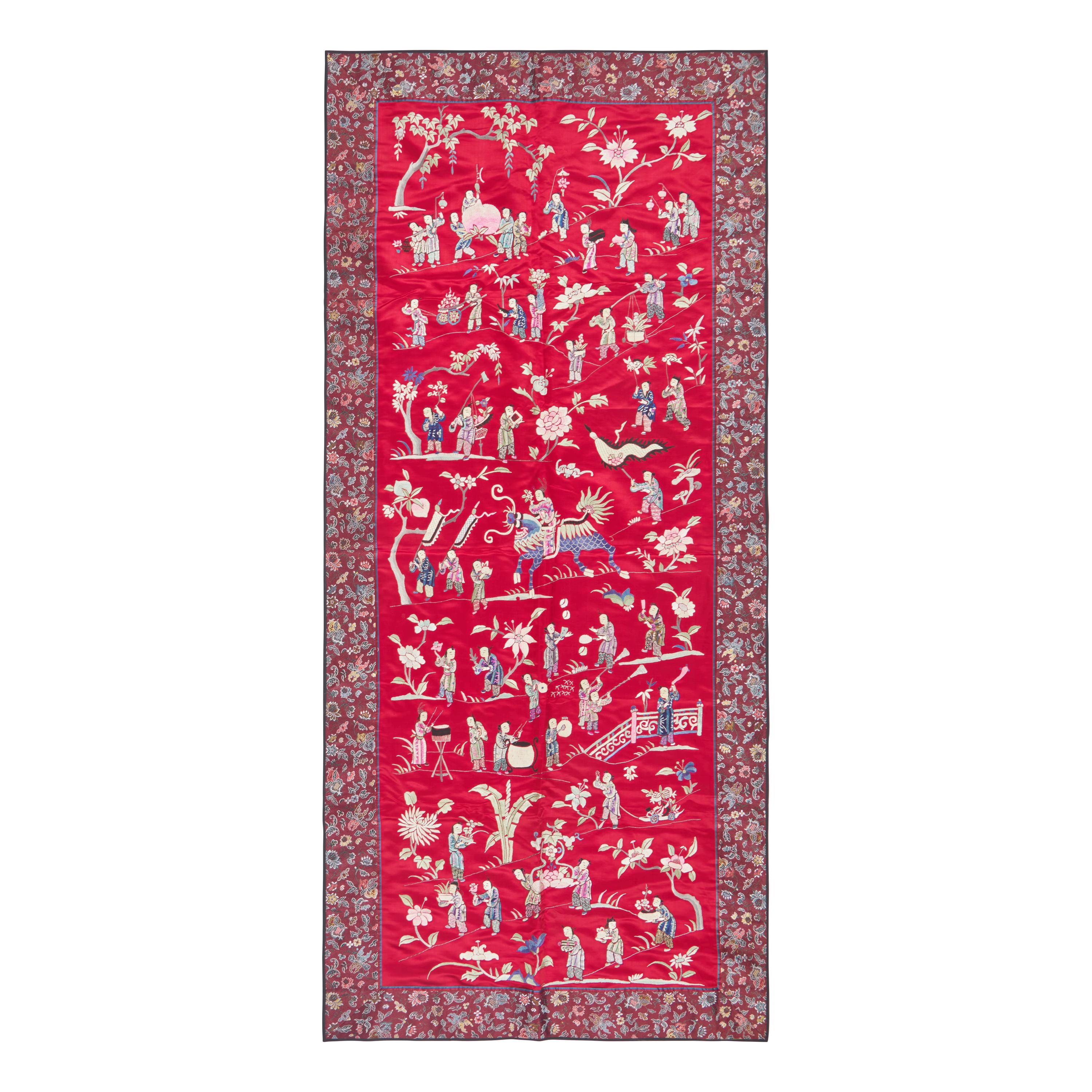 Five Chinese Embroidered Silk Panels, Late 19th-20th Century — 晚清-民國 綉片一組五幅