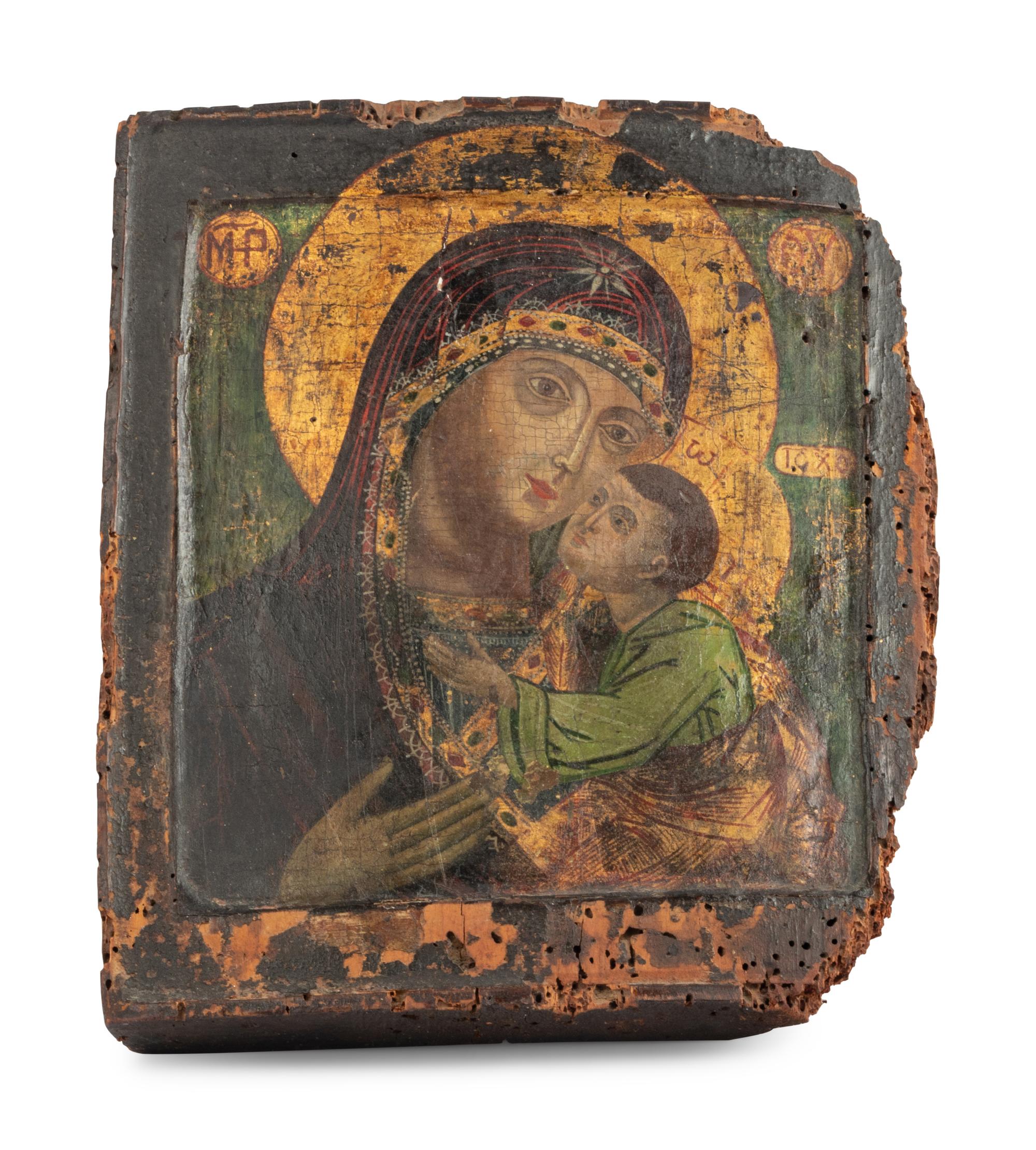 A Russian Painted Icon of the Virgin and Child