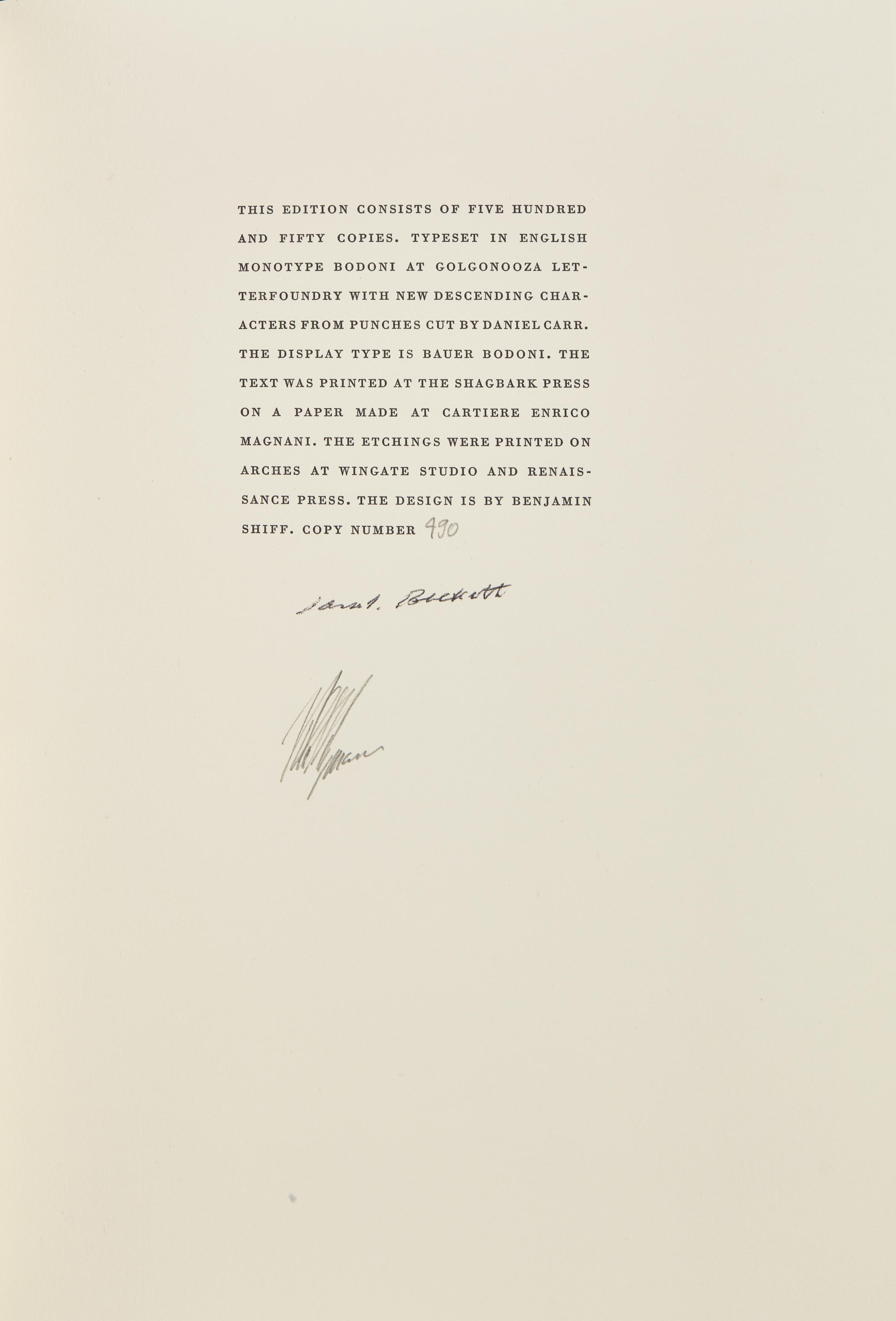 [LIMITED EDITIONS CLUB]. BECKETT, Samuel (1906-1989). Nohow On . [New York:] The Limited Editions Club, [1989].