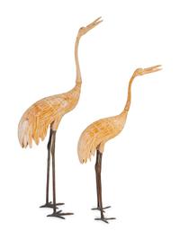 A Pair of Asian Carved Wood Cranes — 20TH CENTURY