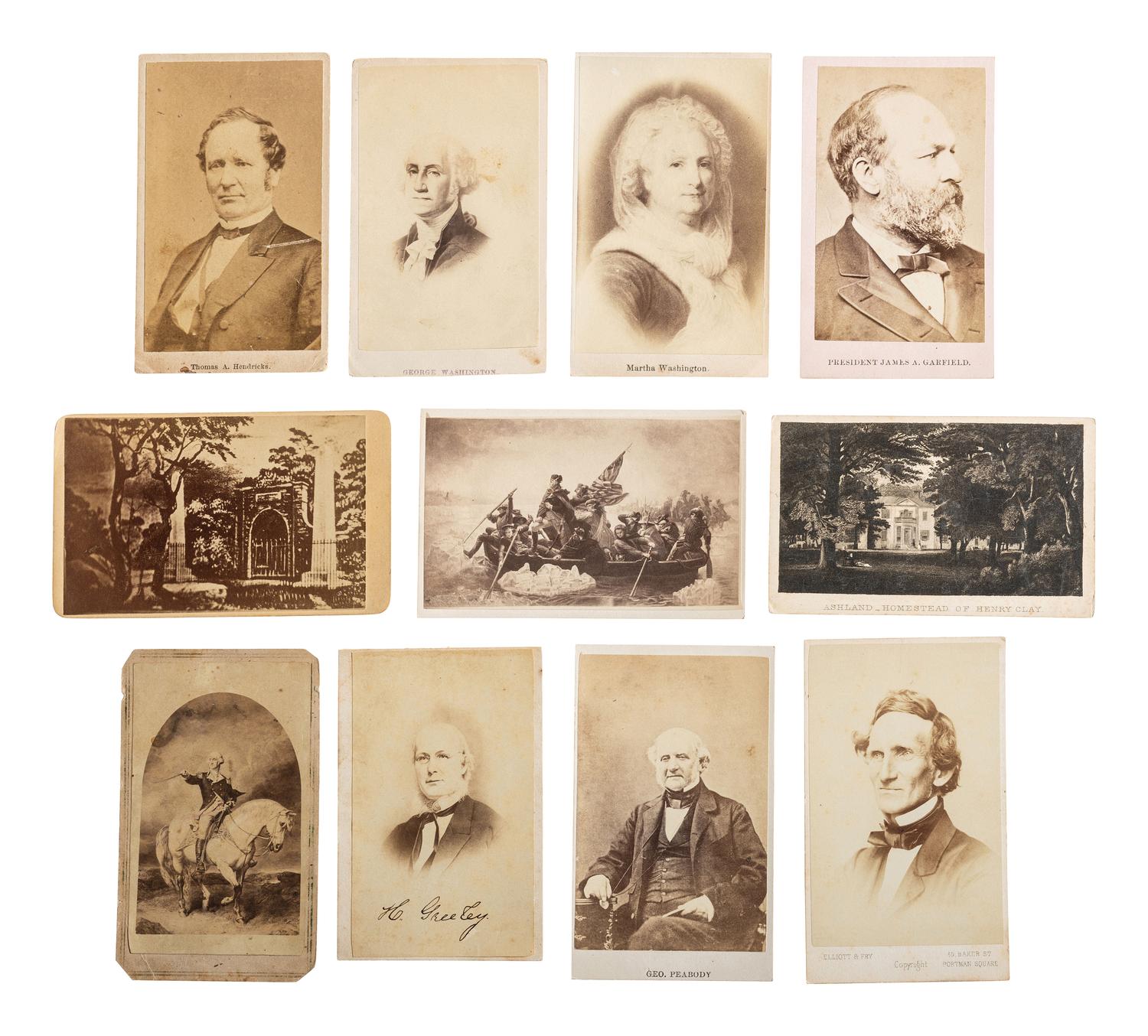 [EARLY PHOTOGRAPHY] Group of 25 commercial American CDVs, 13 European CDVs, and 2 cabinet cards.
