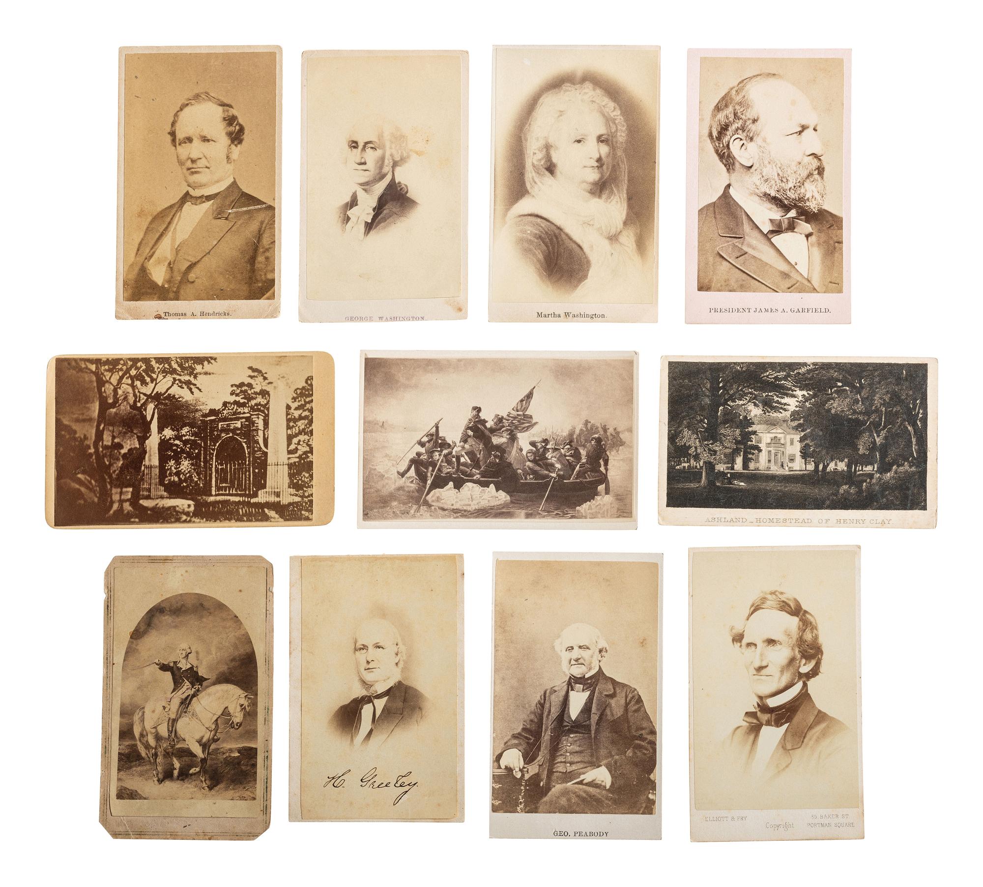 [EARLY PHOTOGRAPHY] Group of 25 commercial American CDVs, 13 European CDVs, and 2 cabinet cards.
