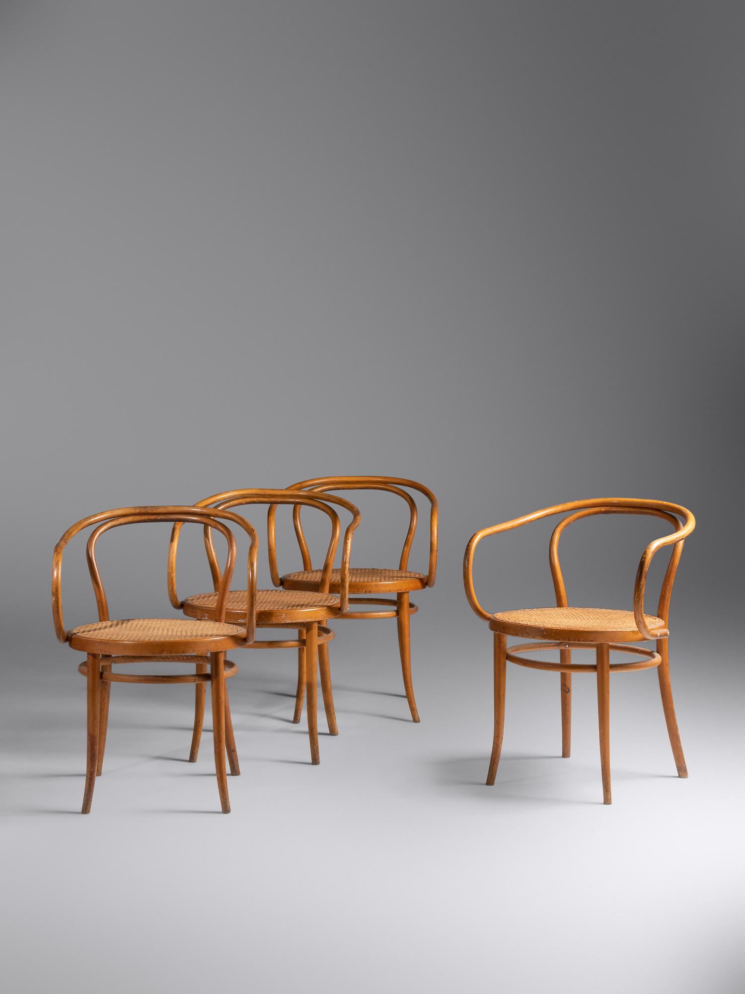 Set of Four Arm Chairs, model B-9, c. 1960 Thonet / Stendig, Germany