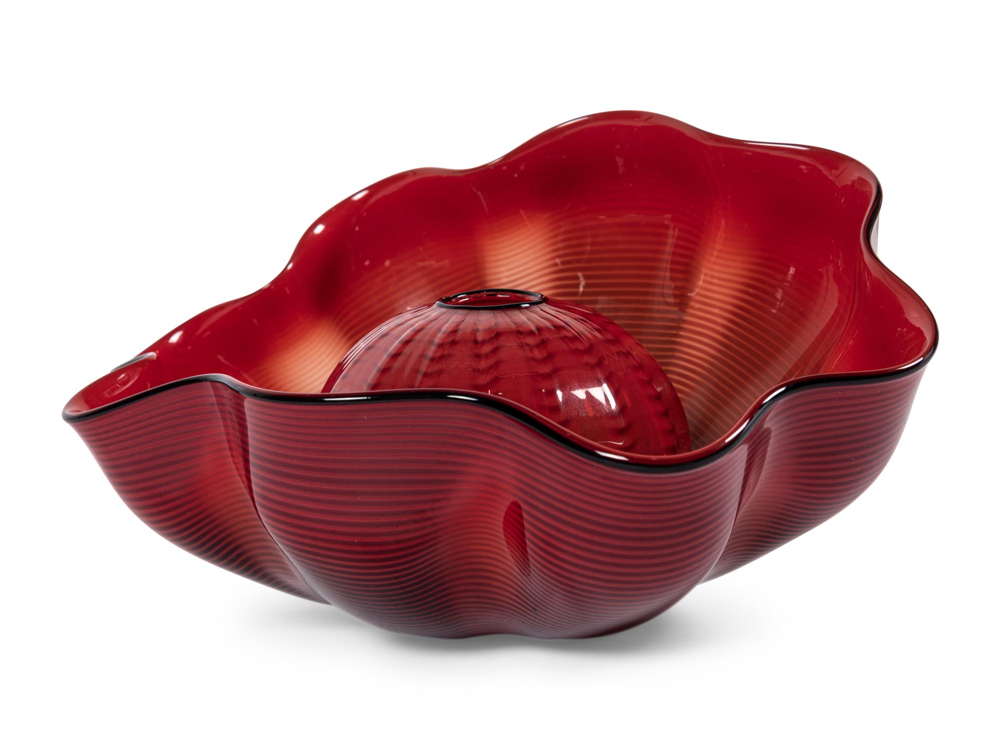 Red Seaform Pair with Ebony Lip Wraps, 1995 Portland Press Editions, USA