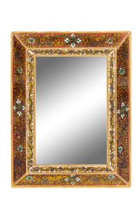 A Polychrome Lacquered Wood Mirror
