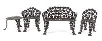 A Set of Victorian Style Cast Iron Furniture Width of first 38 inches. — 20TH CENTURY