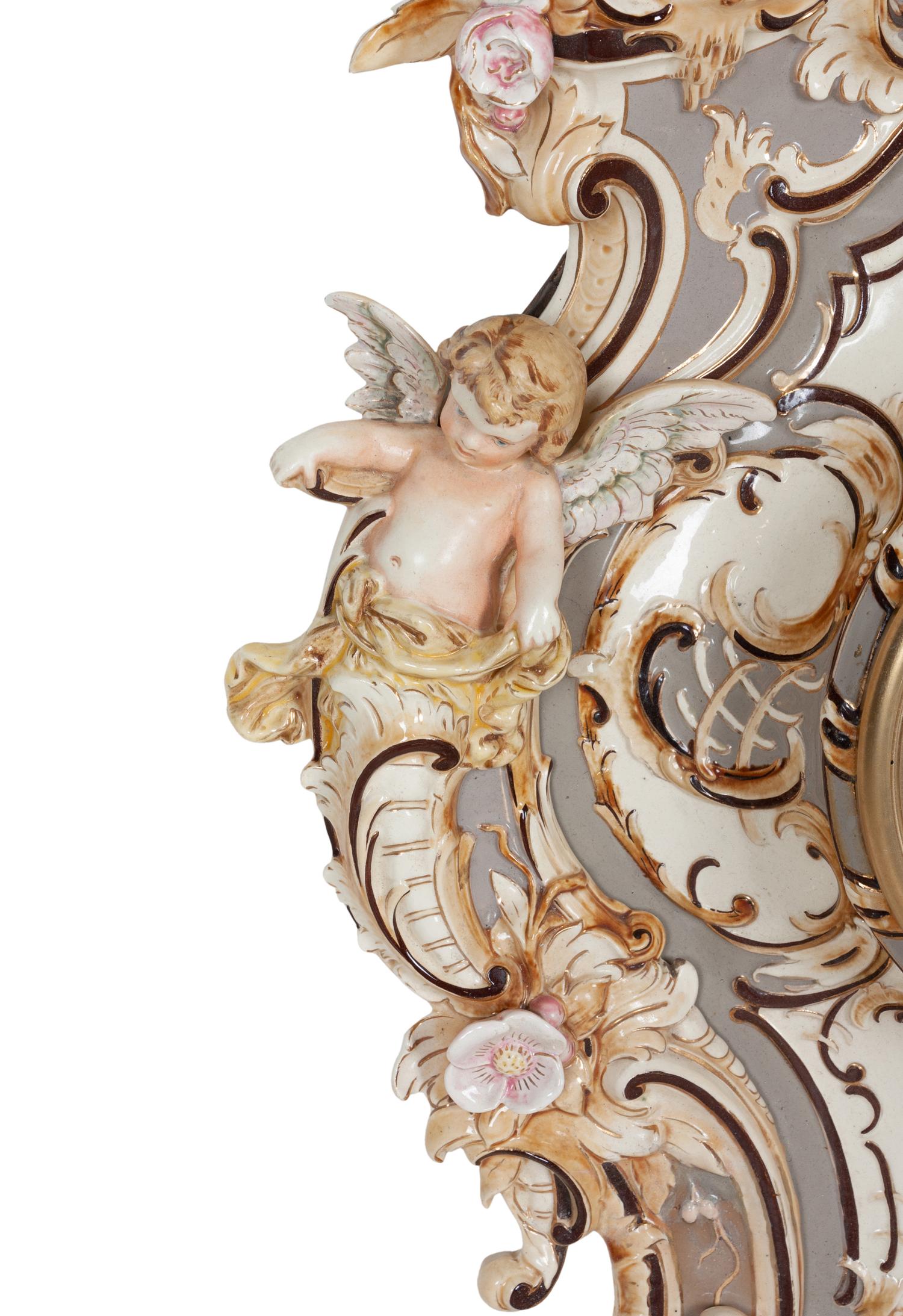 A Continental Majolica Wall Clock