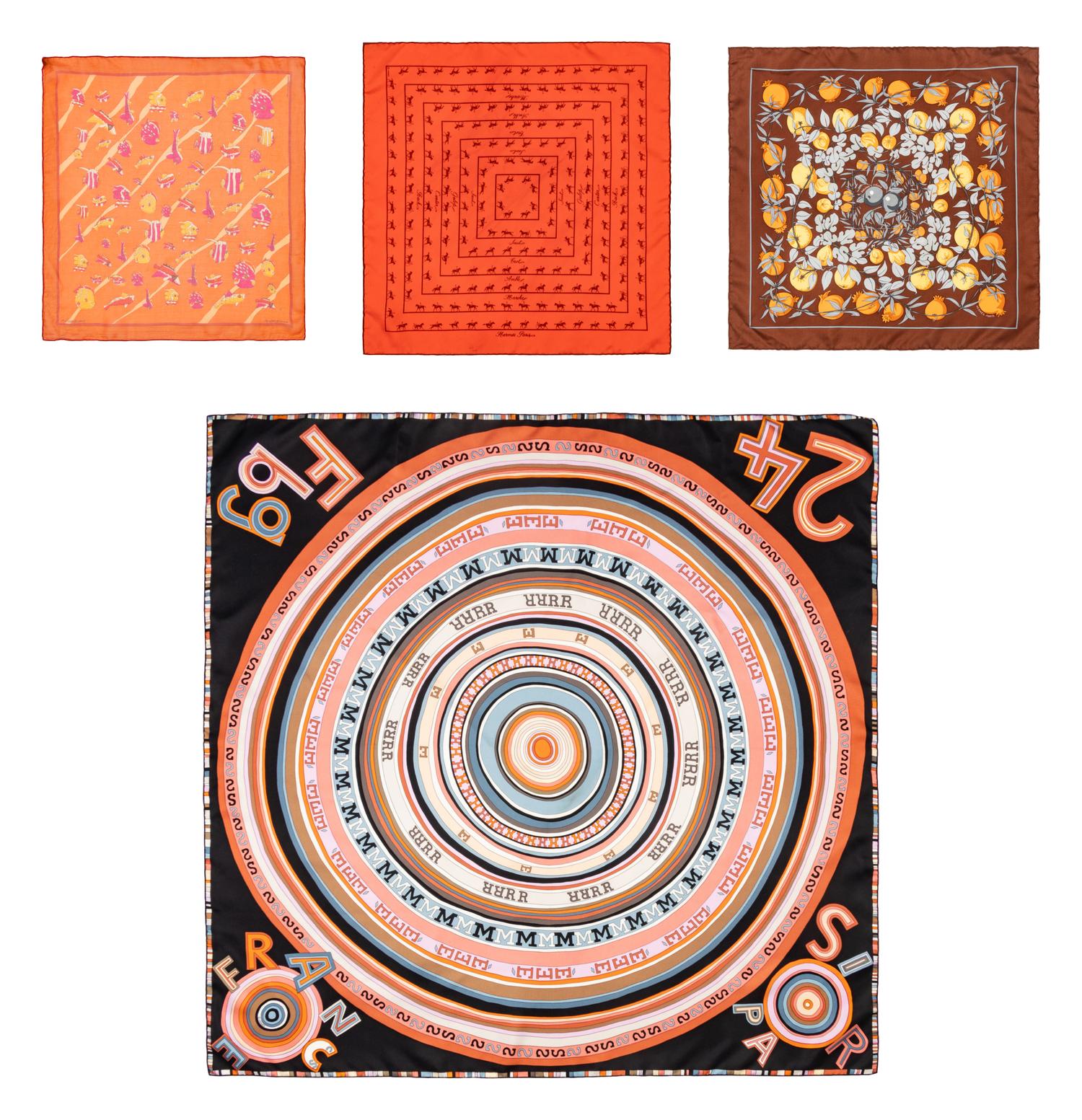 Hermès, Four Scarves of Varying Sizes