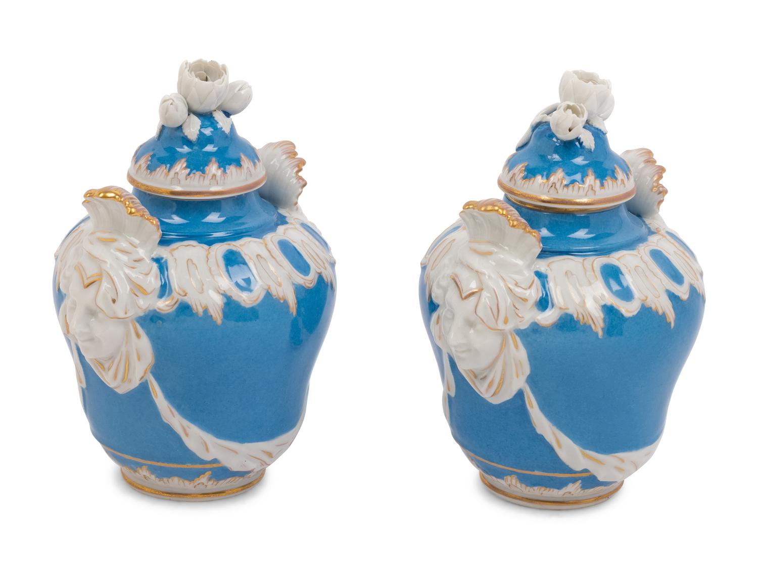 A Pair of Berlin (K.P.M.) Porcelain Vases and Covers