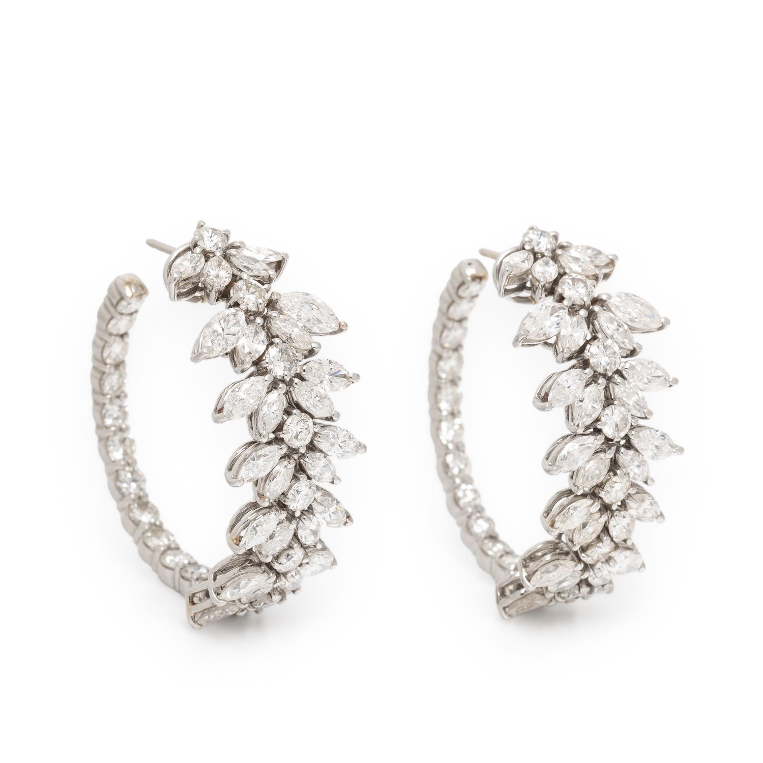 Diamond and White Gold In and Out Hoop Earrings