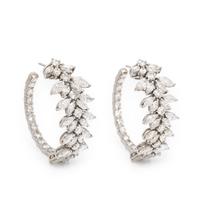Diamond and White Gold In and Out Hoop Earrings