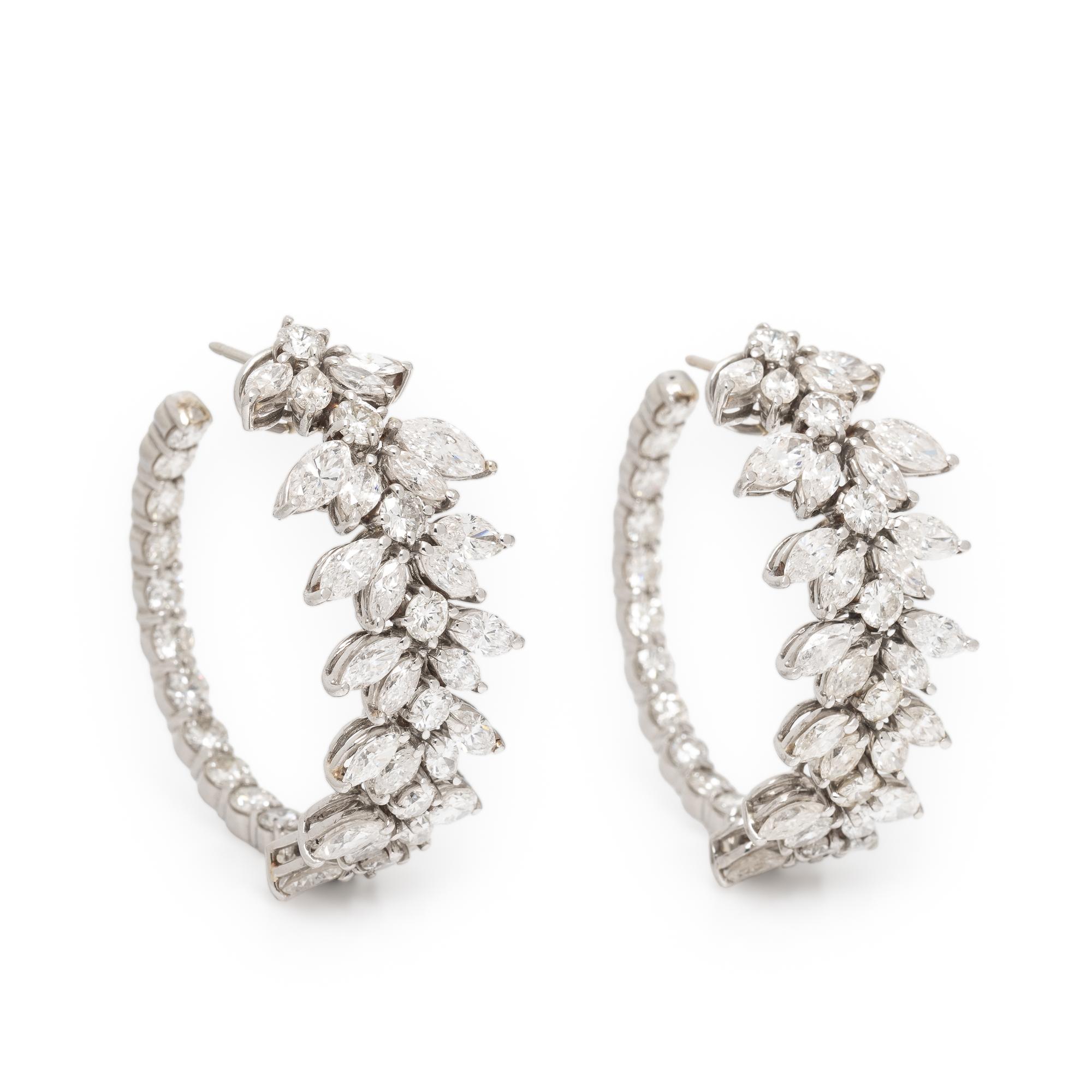 Diamond and White Gold In and Out Hoop Earrings