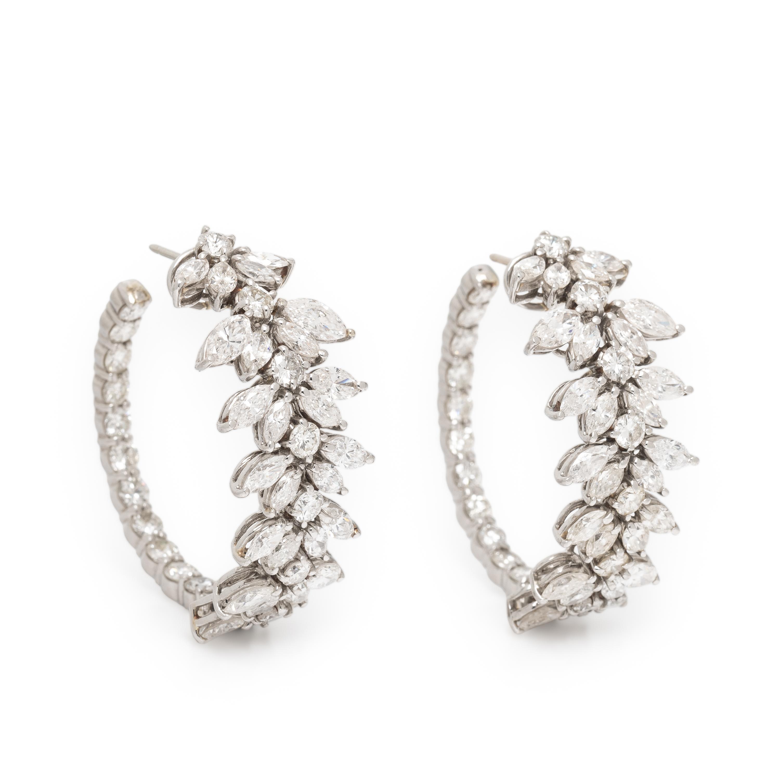 Diamond and White Gold In and Out Hoop Earrings