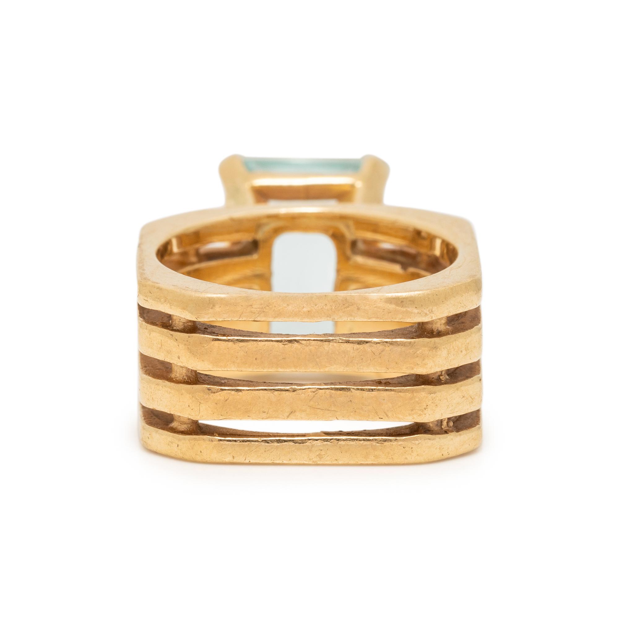 YELLOW GOLD AND AQUAMARINE RING