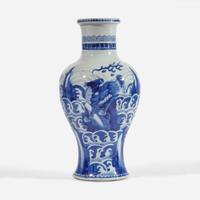 A large Chinese blue and white porcelain baluster vase 海水江崖瑞兽青花大瓶