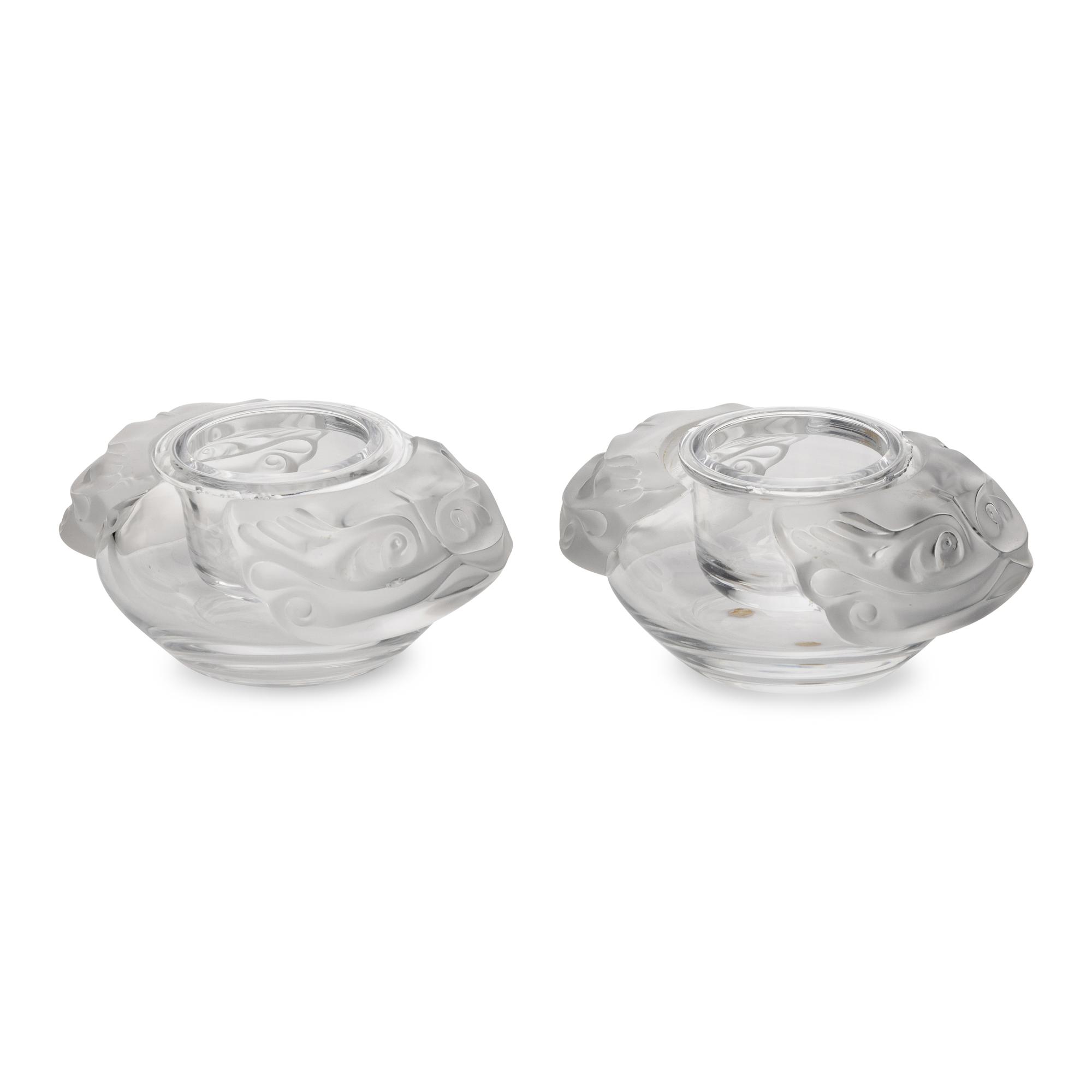 A Pair of Lalique Olga Caviar Bowls